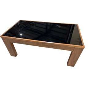 MESA DE CENTRO MADERA Y CRISTAL NEGRO