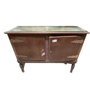 MUEBLE COMEDOR BRONCE Y CRISTAL.